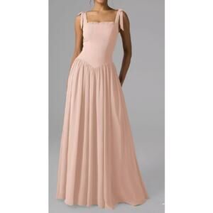 AW BRIDAL sz 4 S pearl pink chiffon Kristen bridesmaid formal maxi dress B39